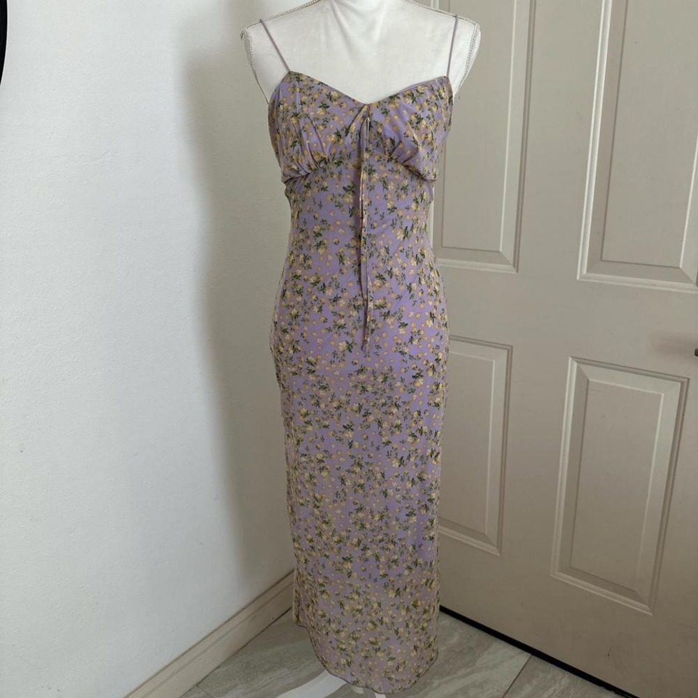 No comment Purple floral midi dress